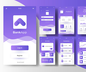 A showcase of the
            interface of the banking app.